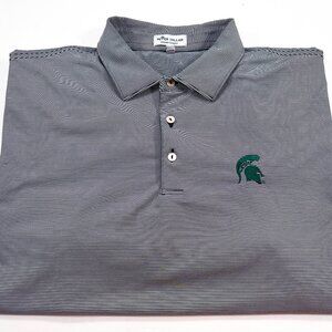 Peter Millar Summer Comfort XL Michigan State MSU Black White Stripe Golf Polo
